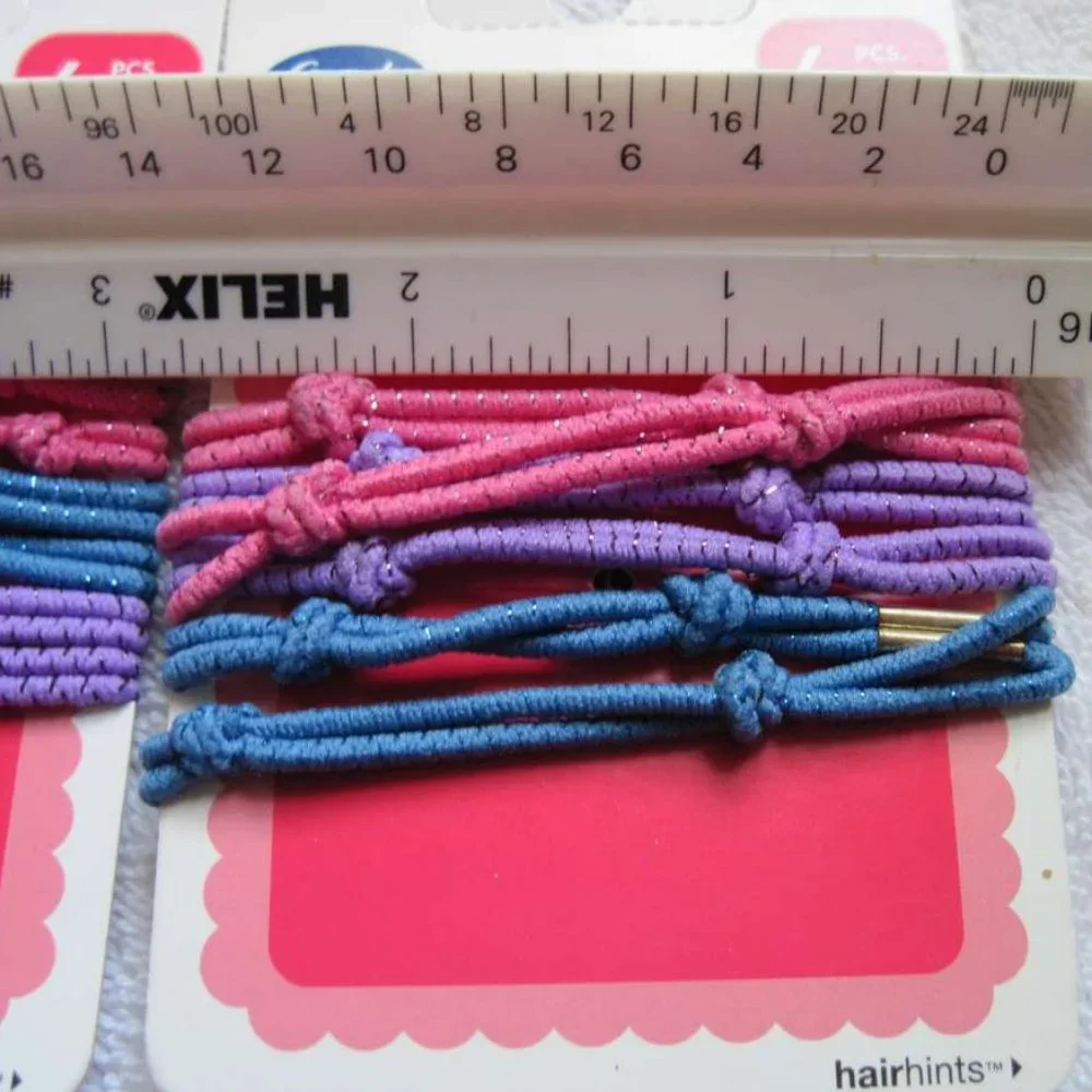 6 Goody 2008 Old Formula Elastic Tinsel Woven Thin Dark Ponytailer Hair Bands